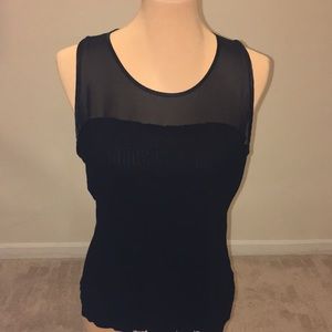 Kenar Black Sleeveless Sheer Tank Top L